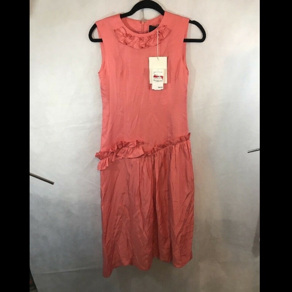 NWT $620 J Koo Sleeveless Ruffle Dress in Pink [Size: XS ]‎ - Picture 2 of 8